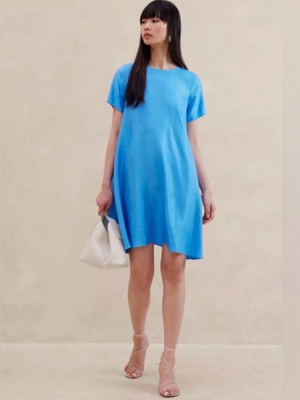 NWT Banana Republic Oversized Blue Linen Mini Dress w/Pockets ~ Minimalist ~ S